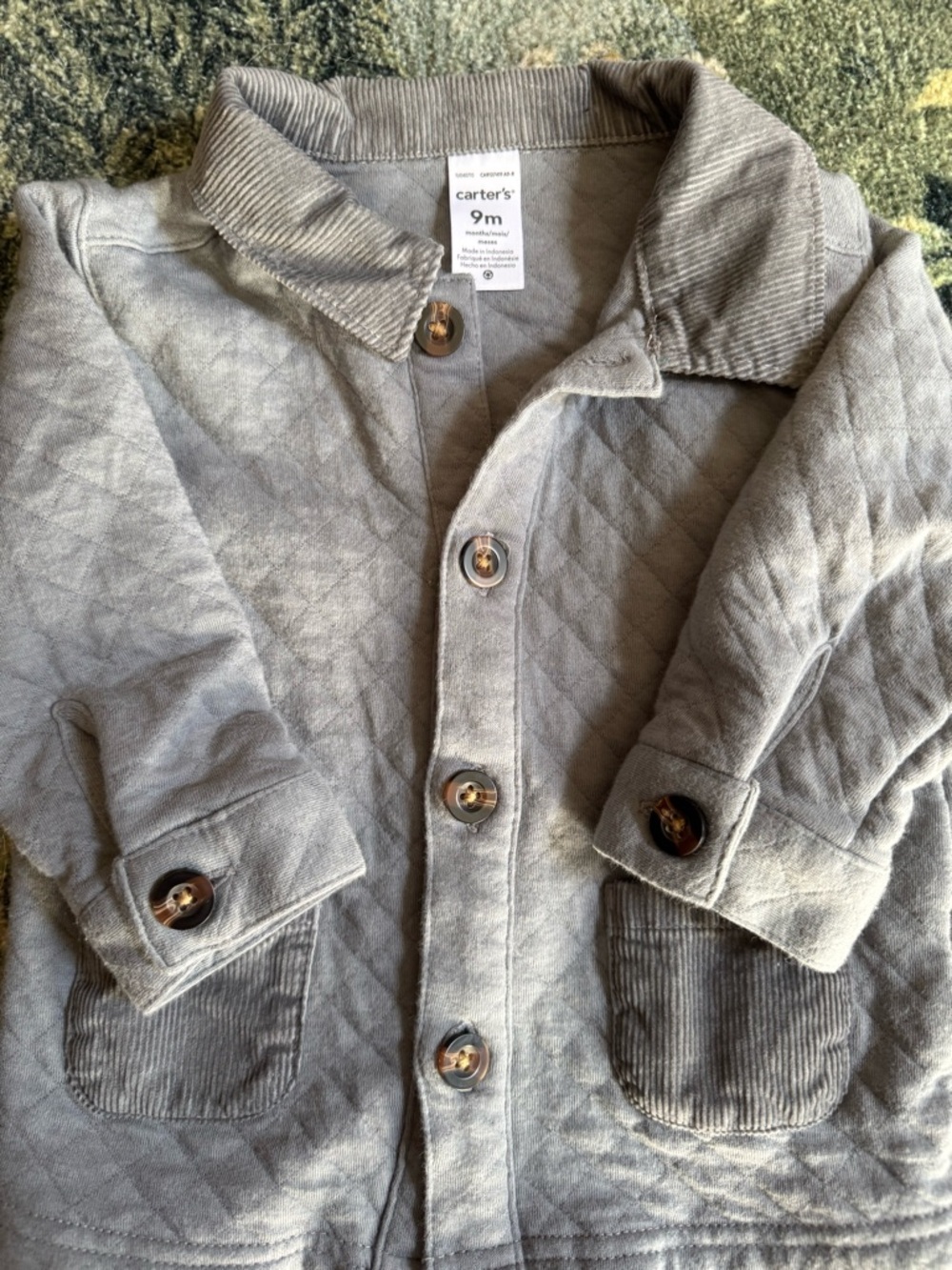 Carter's Quilted Button-Front Baby Shirt Jacket 9 Months - Picture 2 of 3